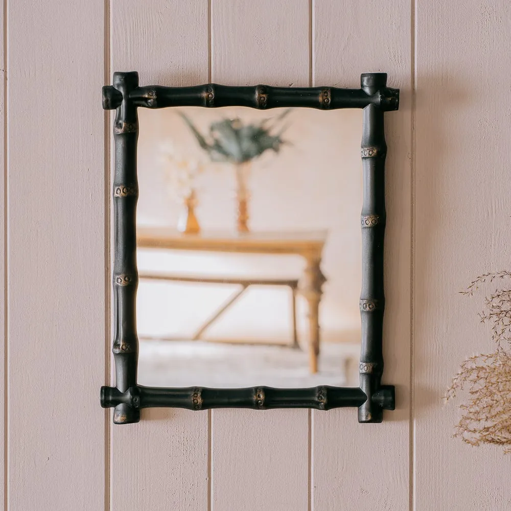Bamboo Wall Mirror - Black, Resin image