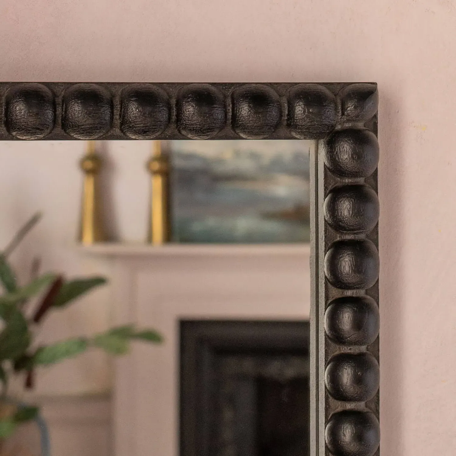 Barnaby Square Wall Mirror - Black, Mango Wood