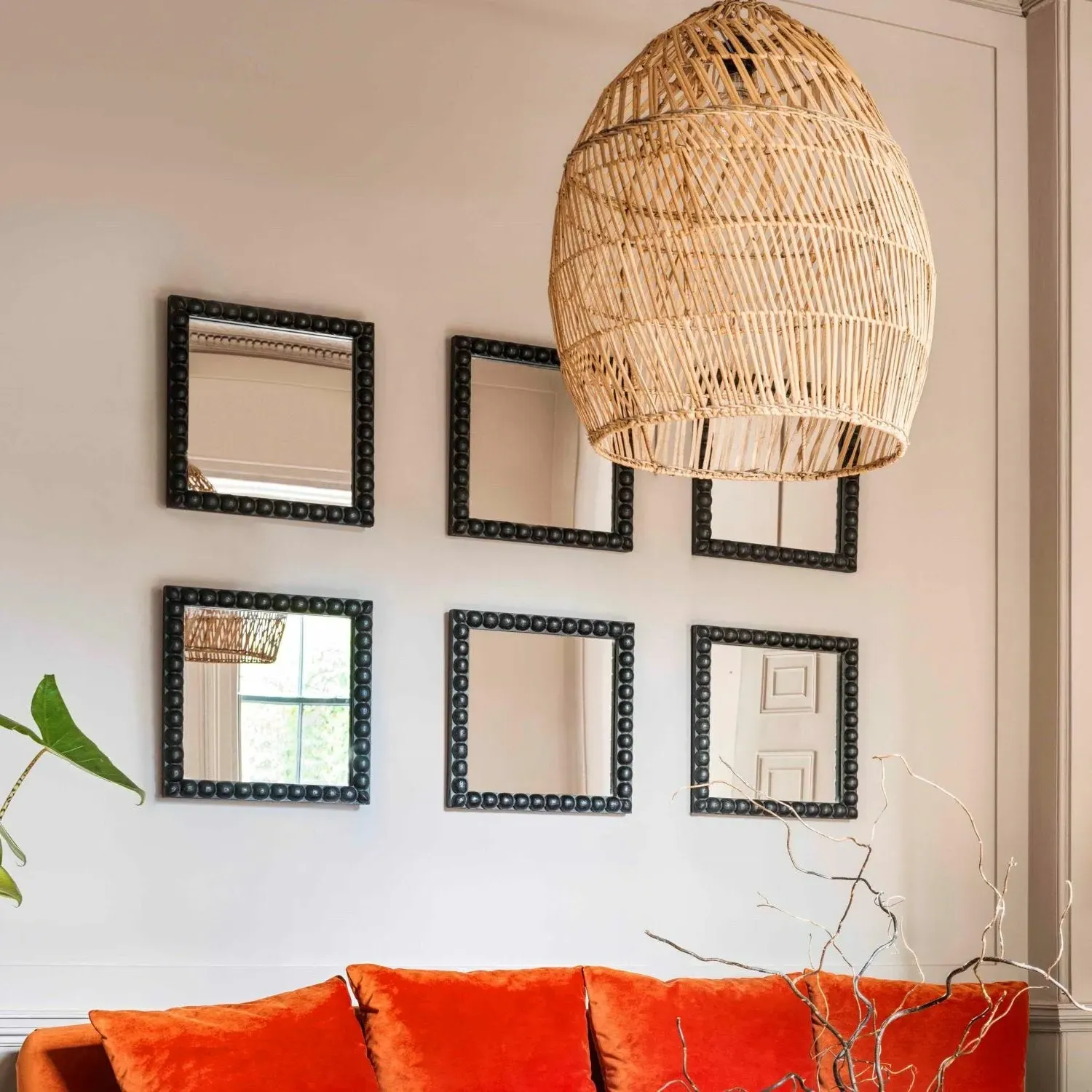 Barnaby Square Wall Mirror - Black, Mango Wood