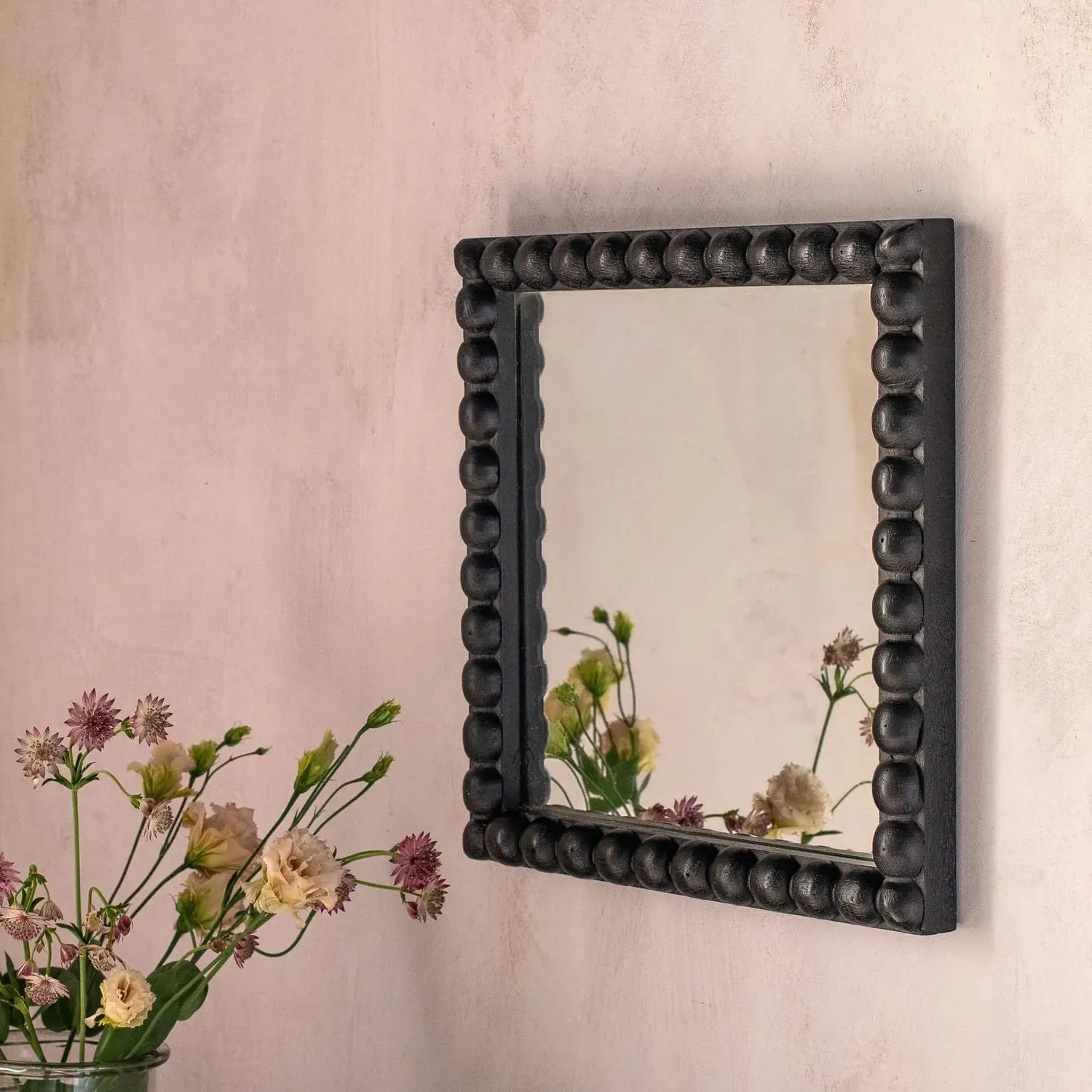 Barnaby Square Wall Mirror - Black, Mango Wood