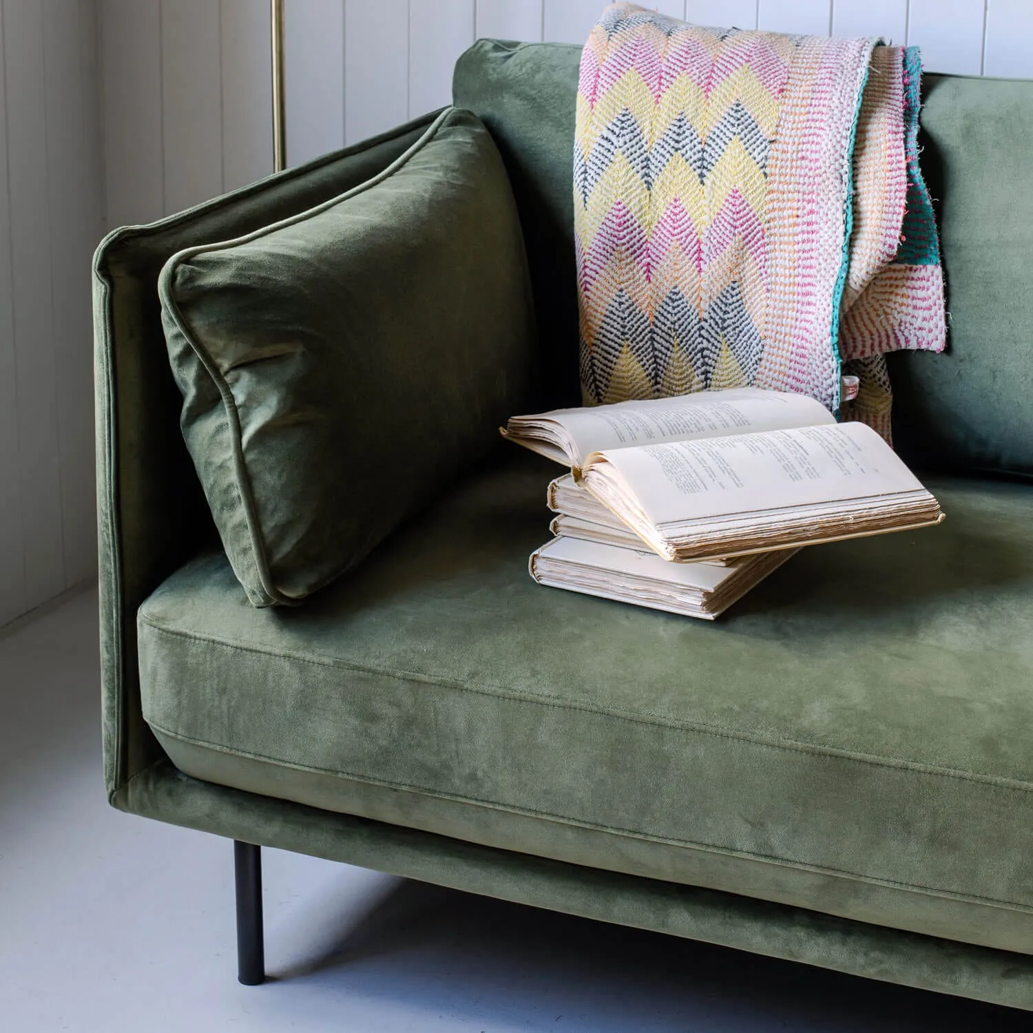 Bayler 3-Seater Sofa - Moss Green, Velvet