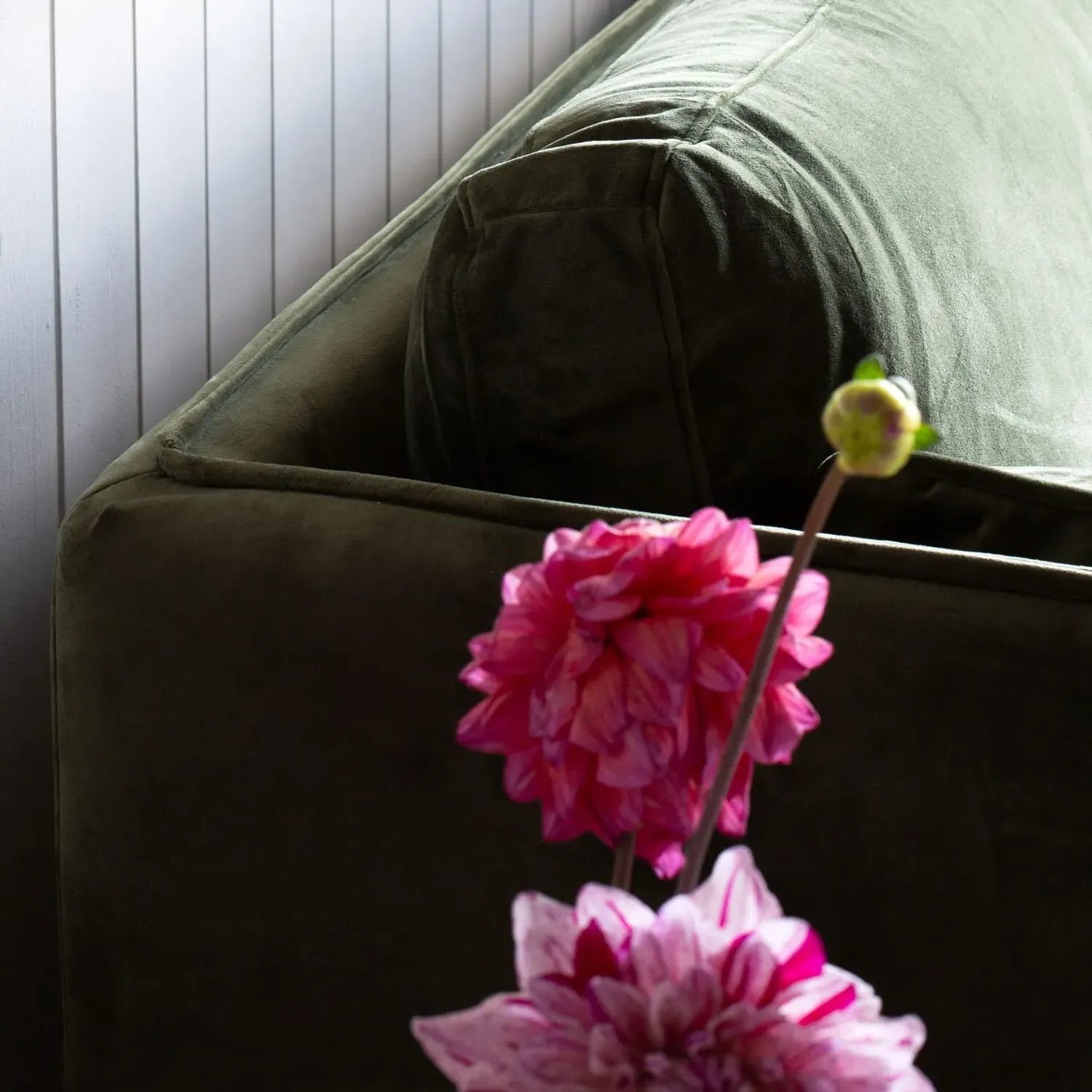 Bayler 3-Seater Sofa - Moss Green, Velvet