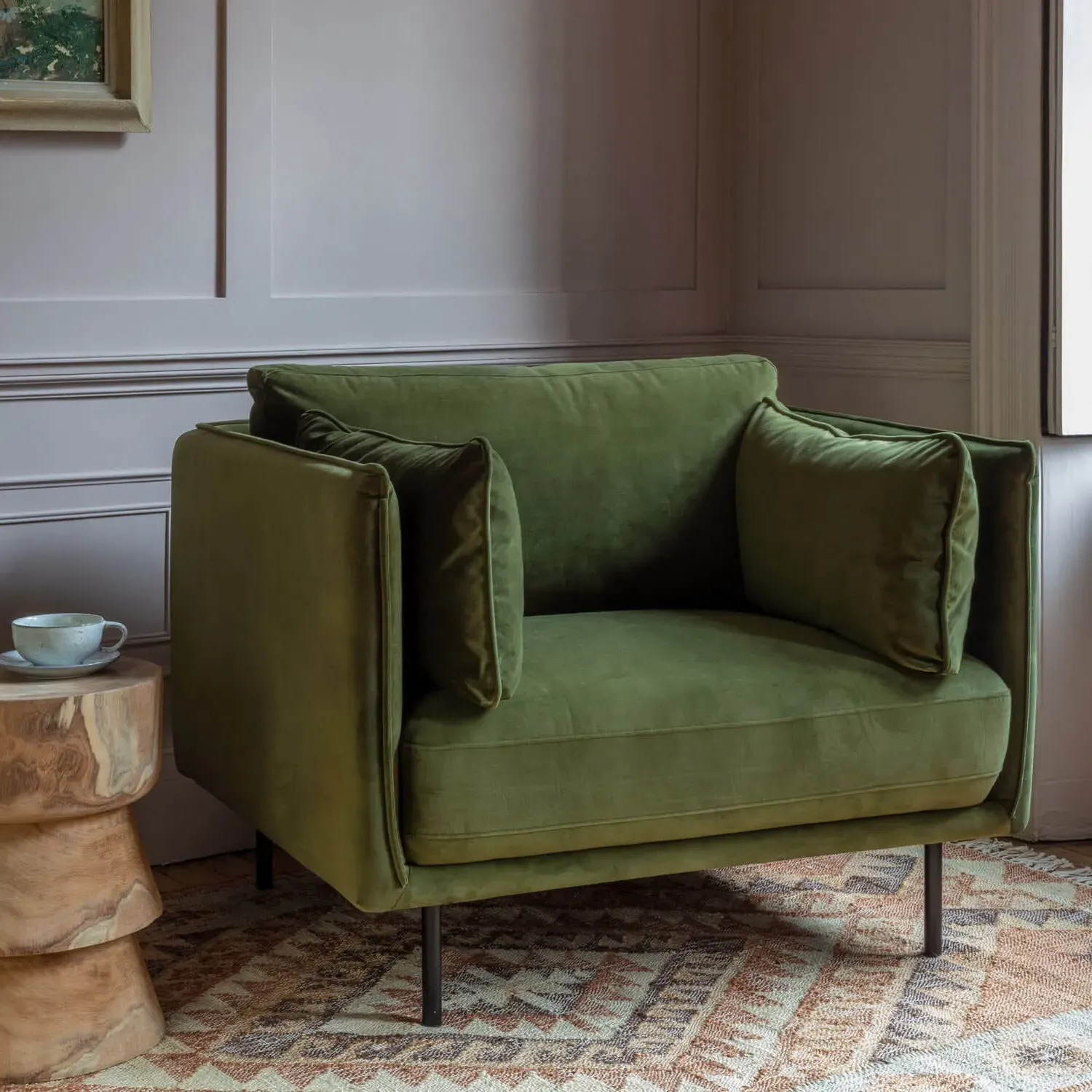 Bayler Armchair - Moss Green, Velvet image