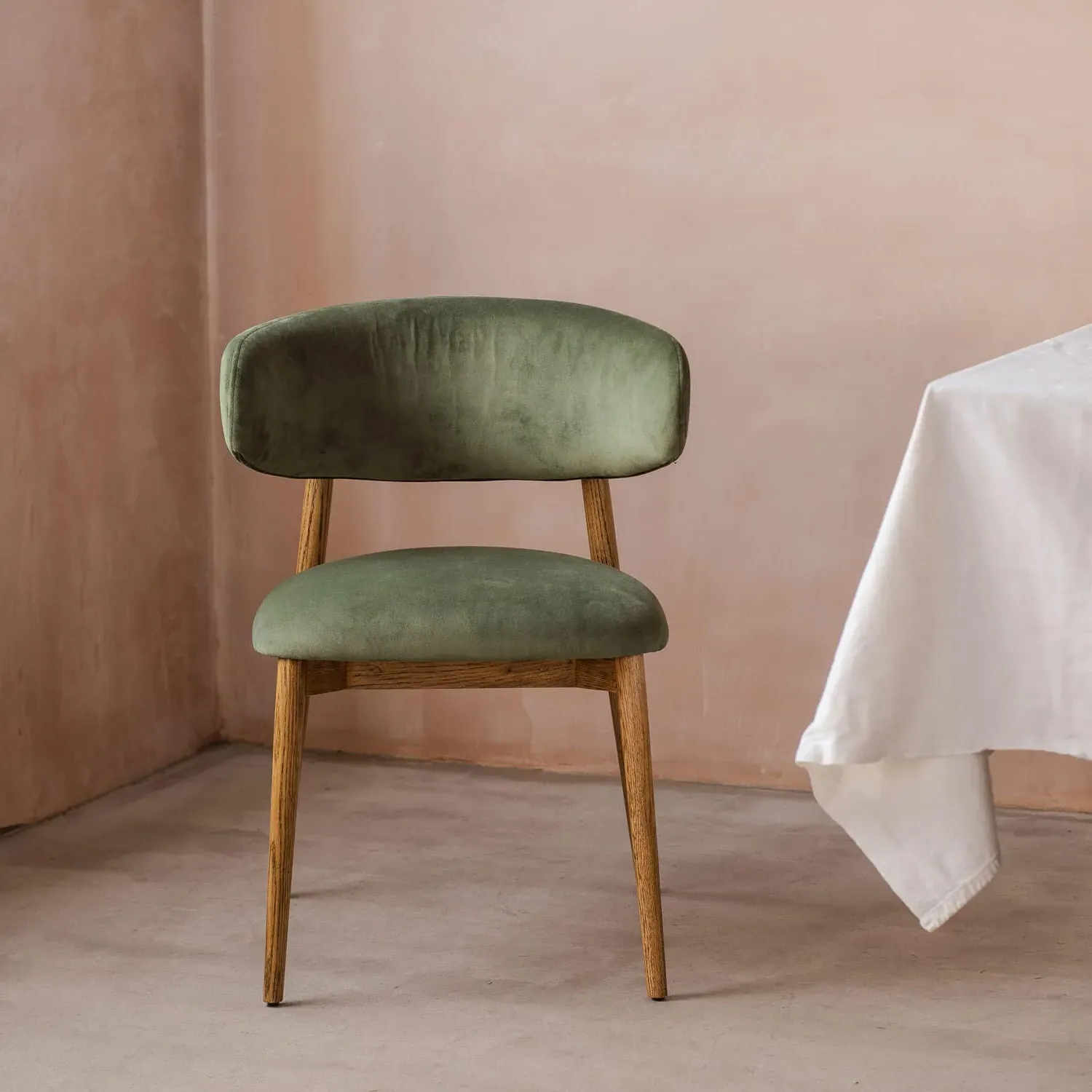 Beaufort Dining Chair - Moss Green, Velvet