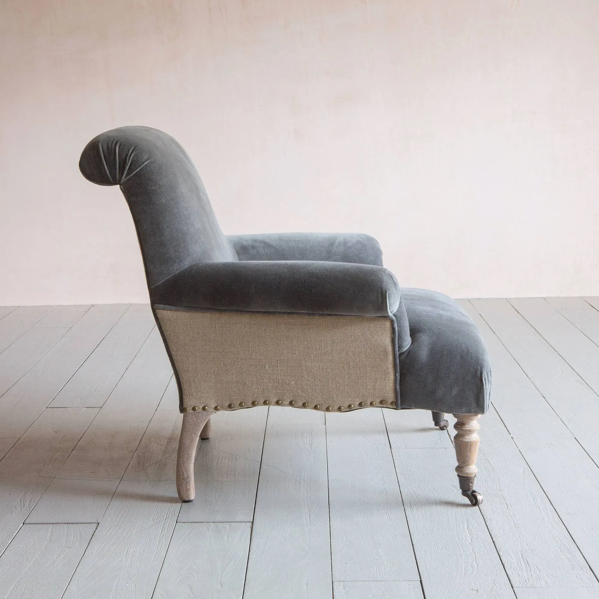 Bella Armchair - Grey, Velvet