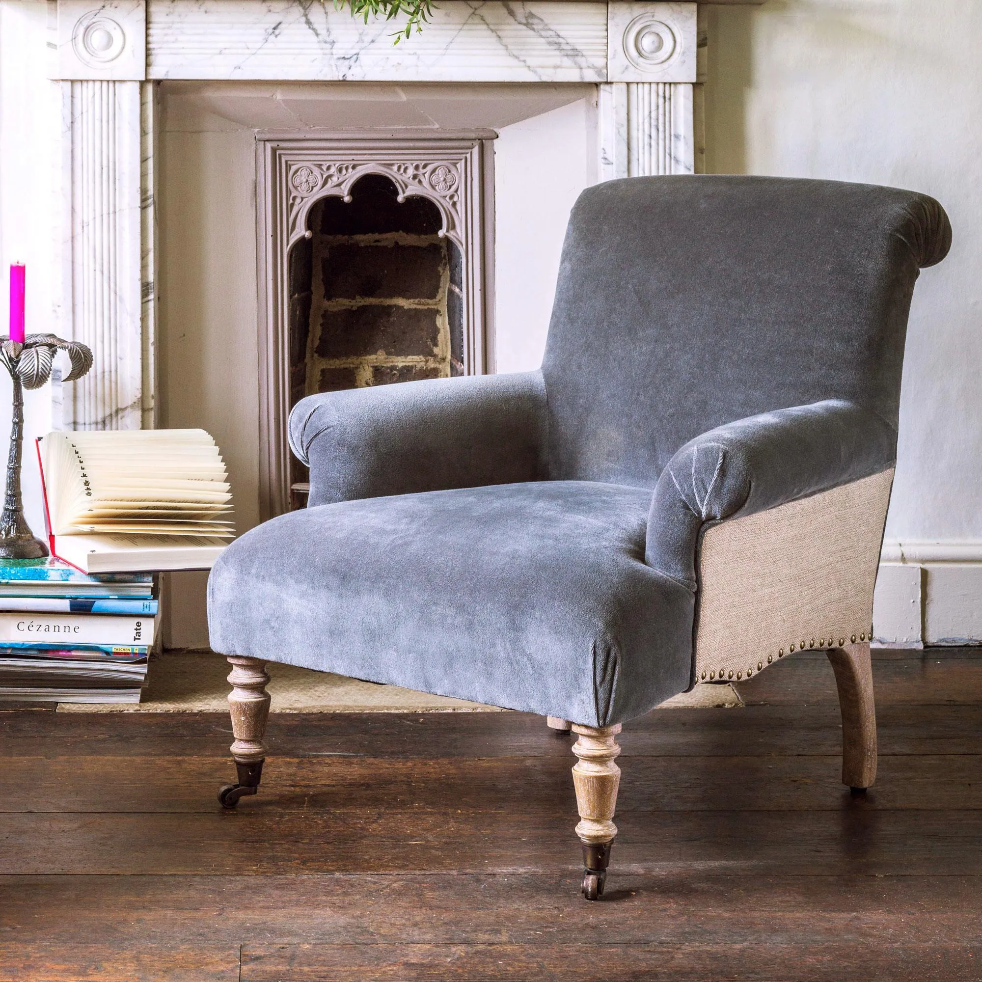 Bella Armchair - Grey, Velvet
