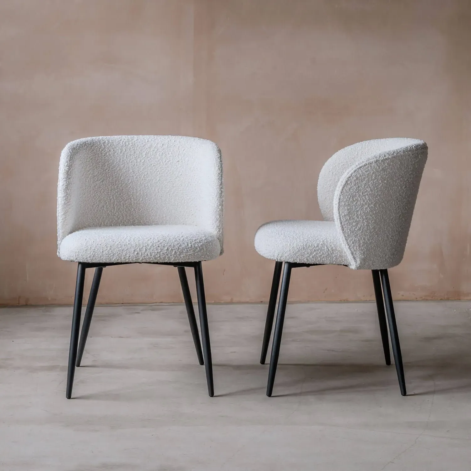 Benji Boucle Dining Chairs Set of 2 - Cream