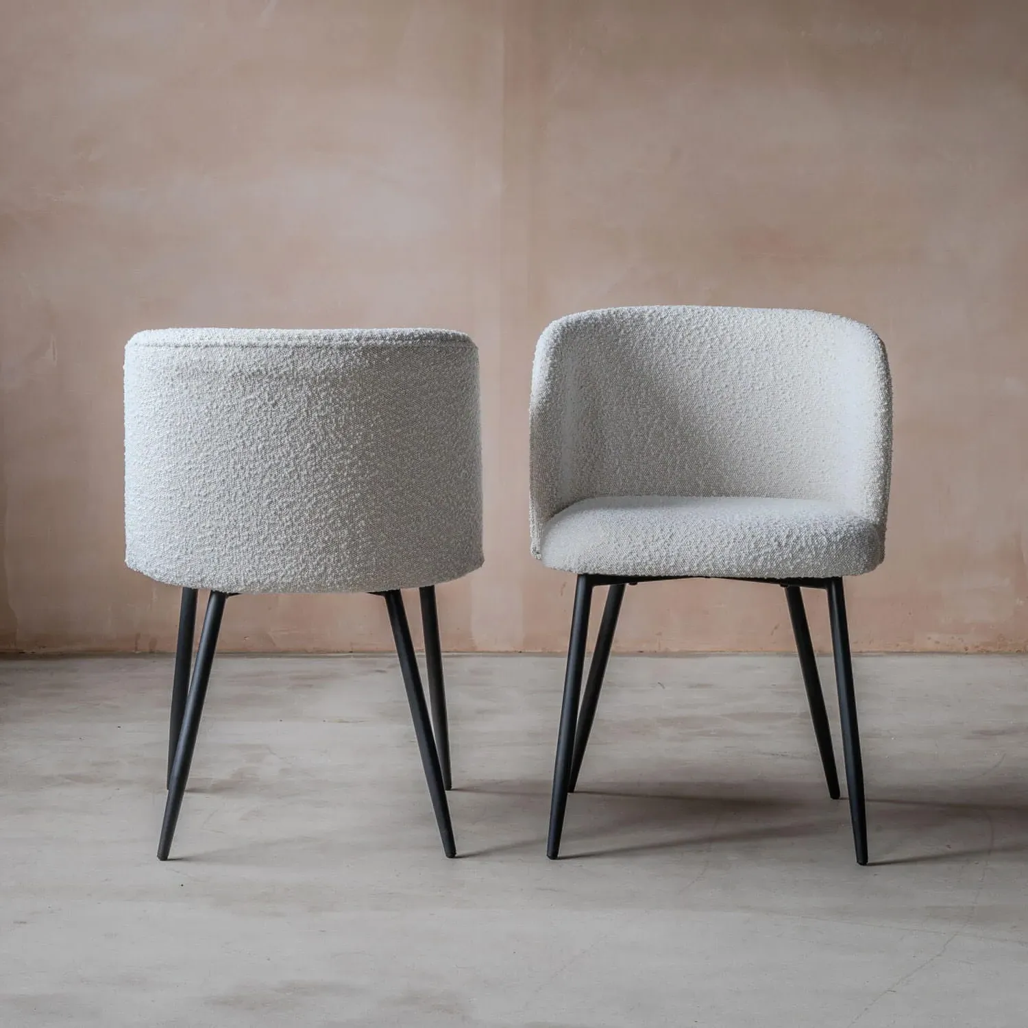 Benji Boucle Dining Chairs Set of 2 - Cream