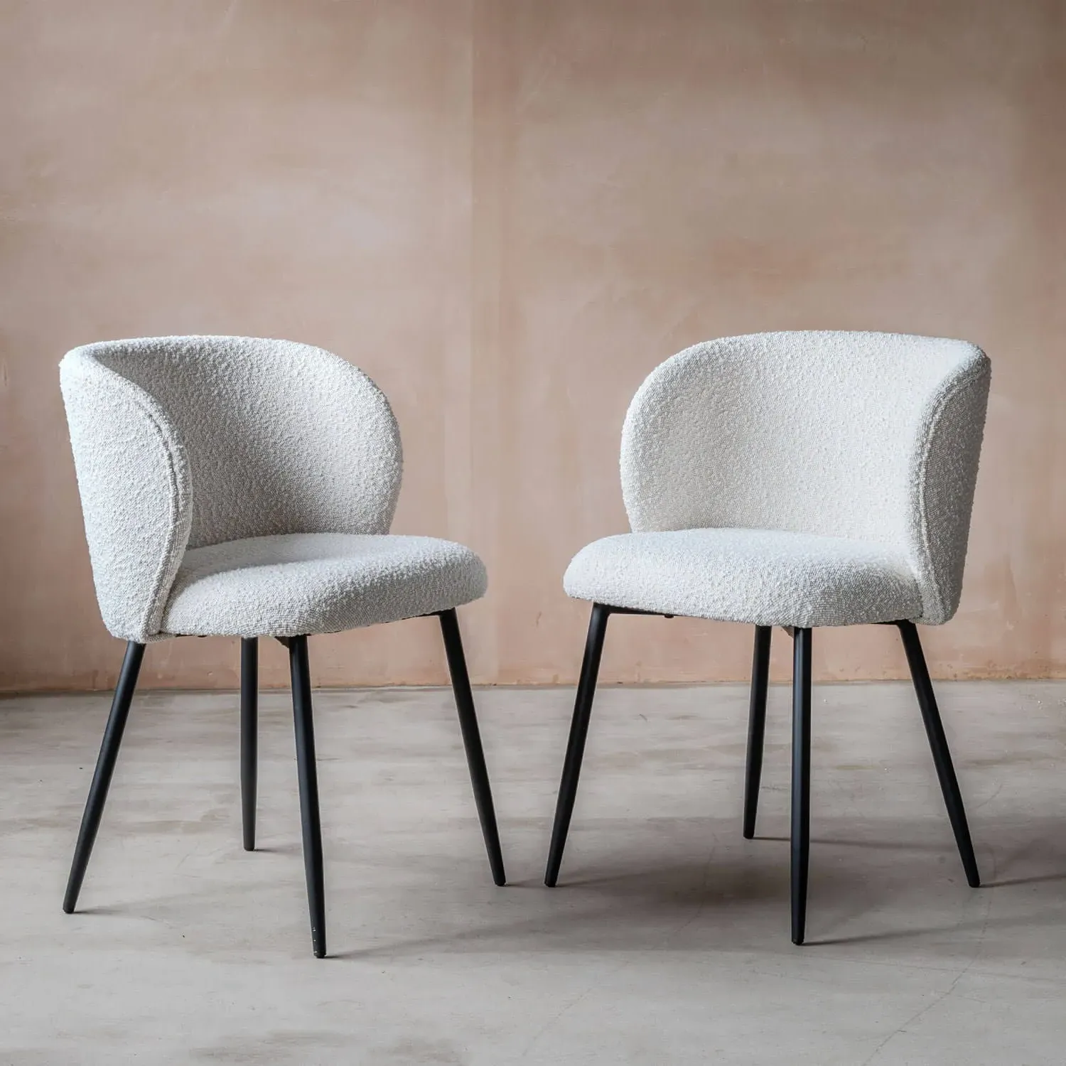 Benji Boucle Dining Chairs Set of 2 - Cream image