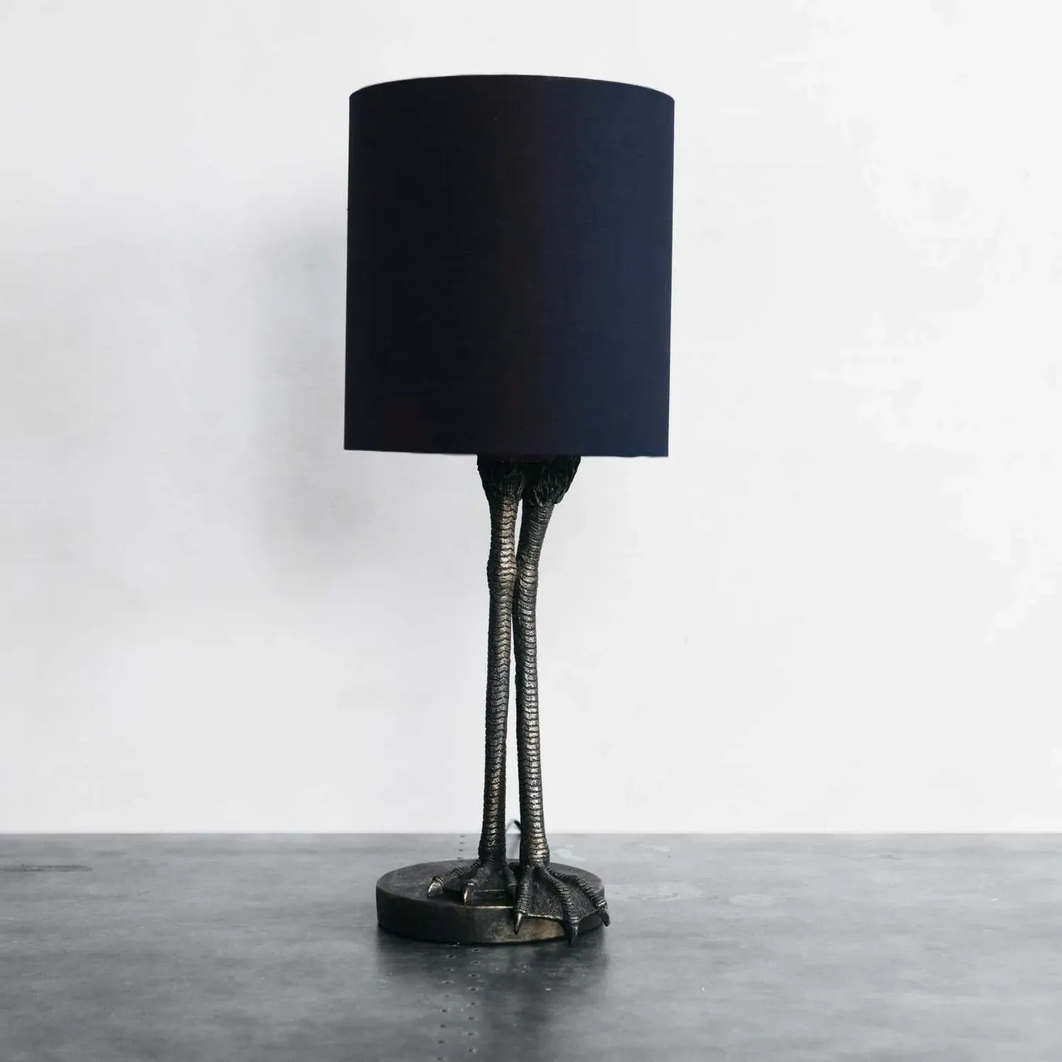 Bird Legs Table Lamp with Shade - Navy Blue, Bronze