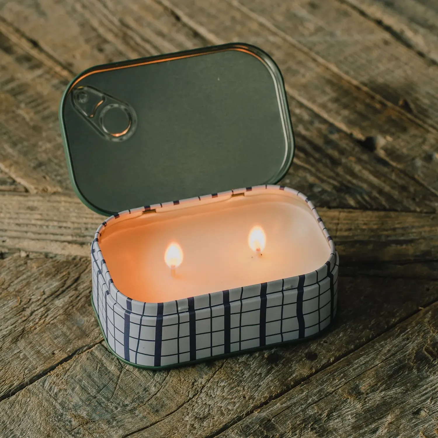 Bistro Fig & Olive Double Wick Candle in Tin - Metal