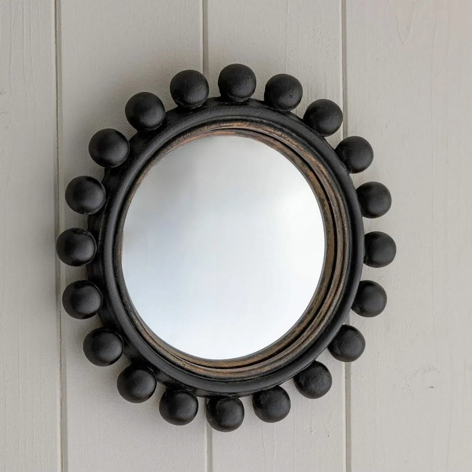 Black Bobble Convex Wall Mirror - Black, Resin image
