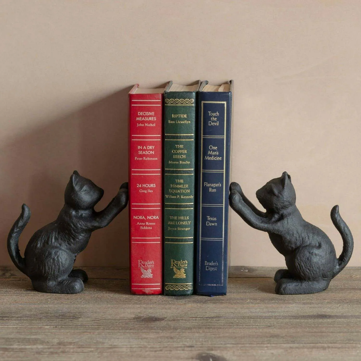 Black Cat Cast Iron Bookends - Black image