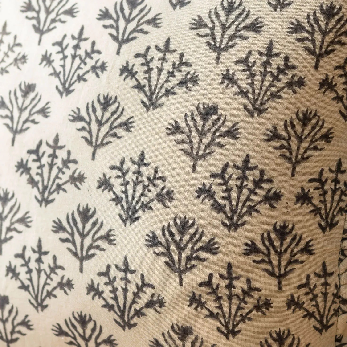 Black Coral Square Cushion - Black, Cotton