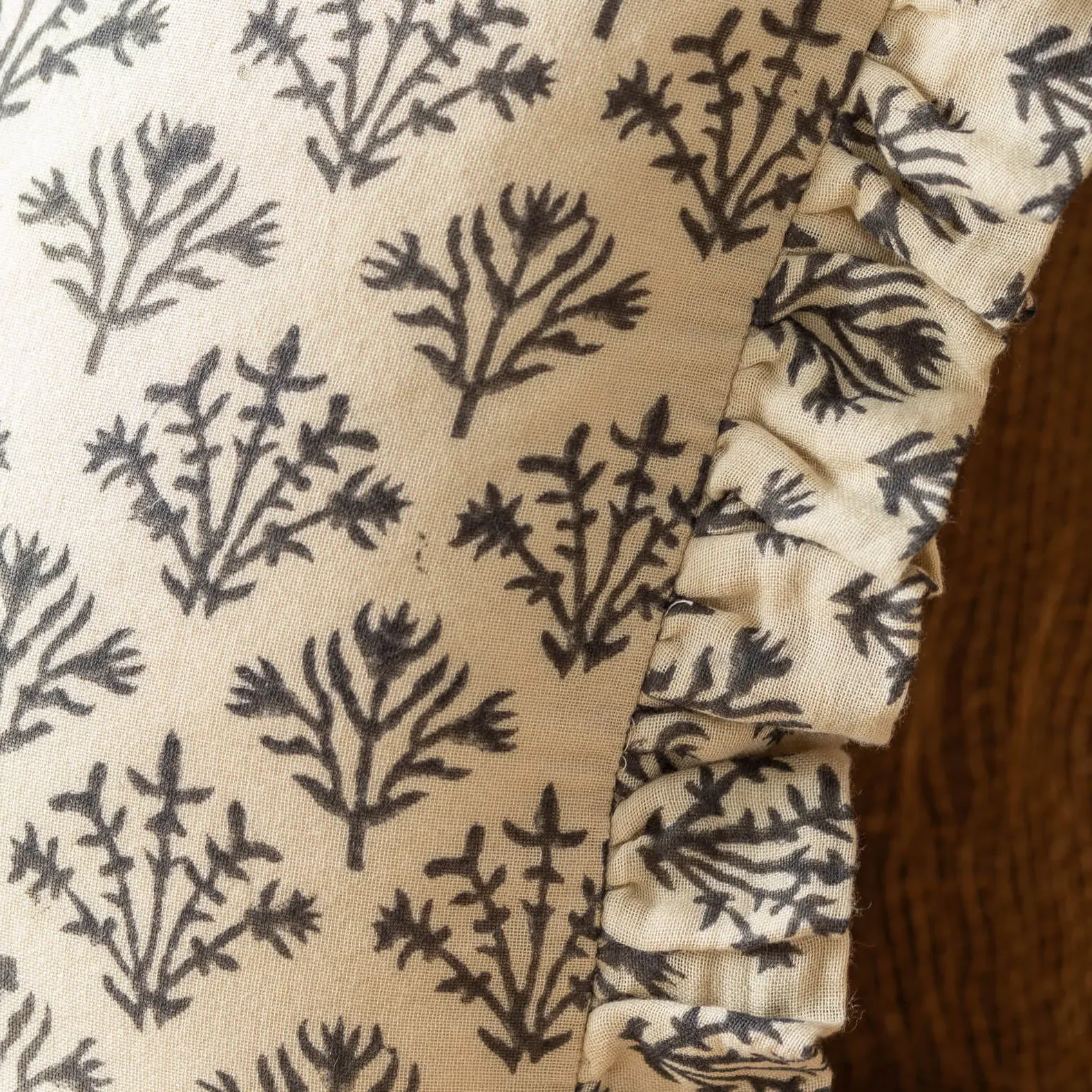 Black Coral Square Cushion - Black, Cotton