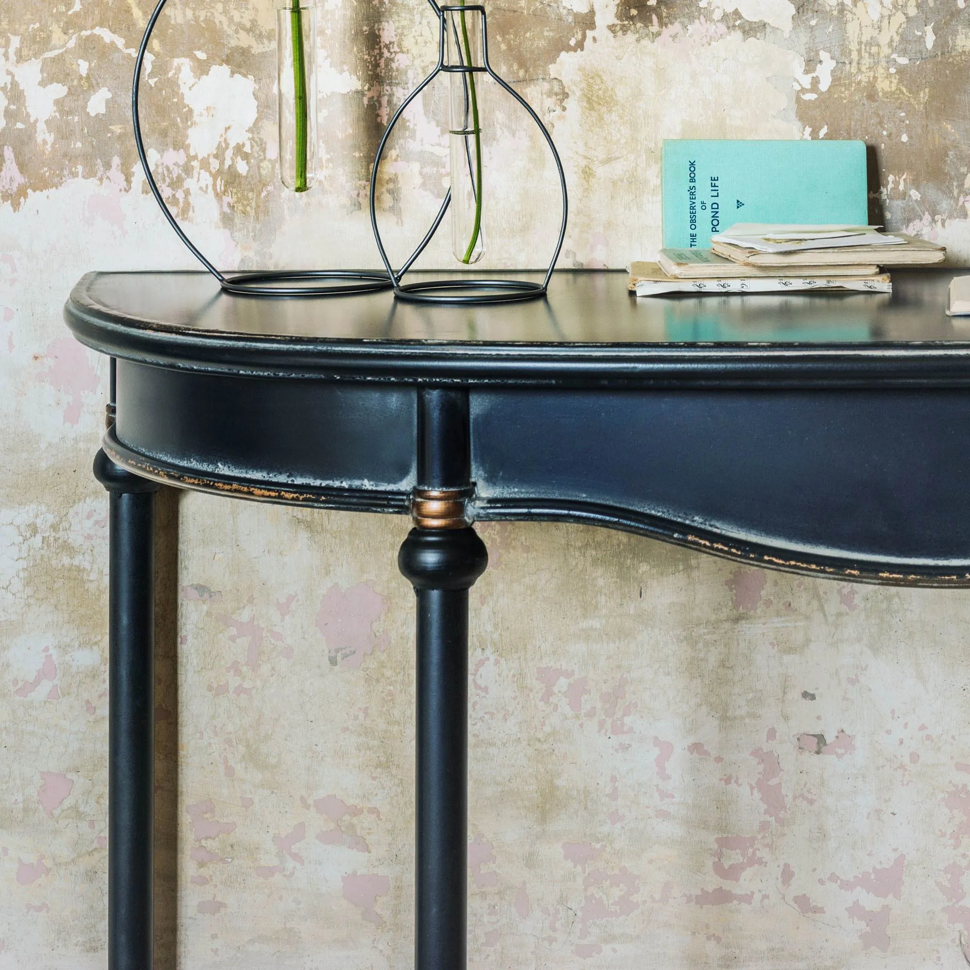 Black Curve Console Table - Black, Iron
