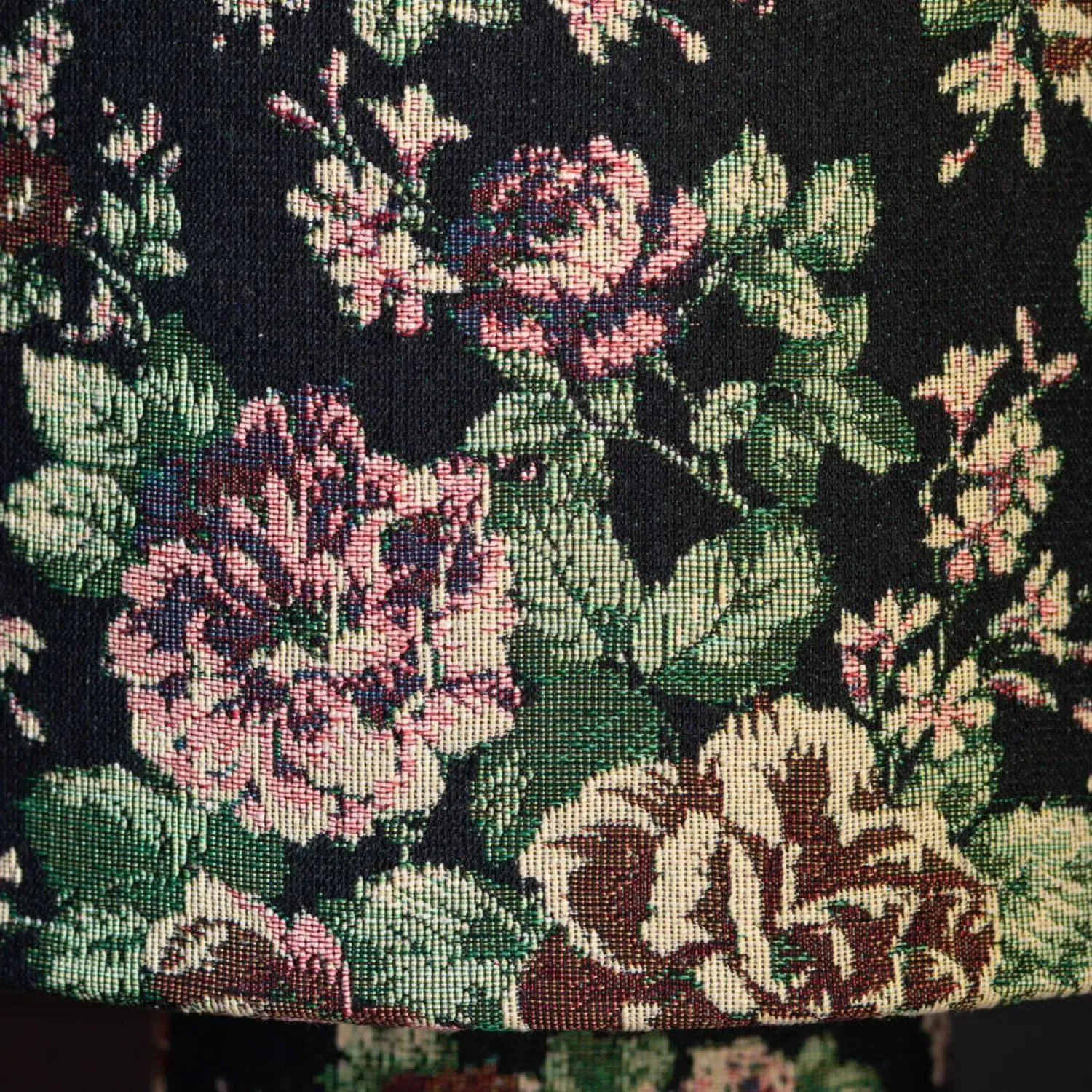 Black Floral Tapestry Table Lamp - Black