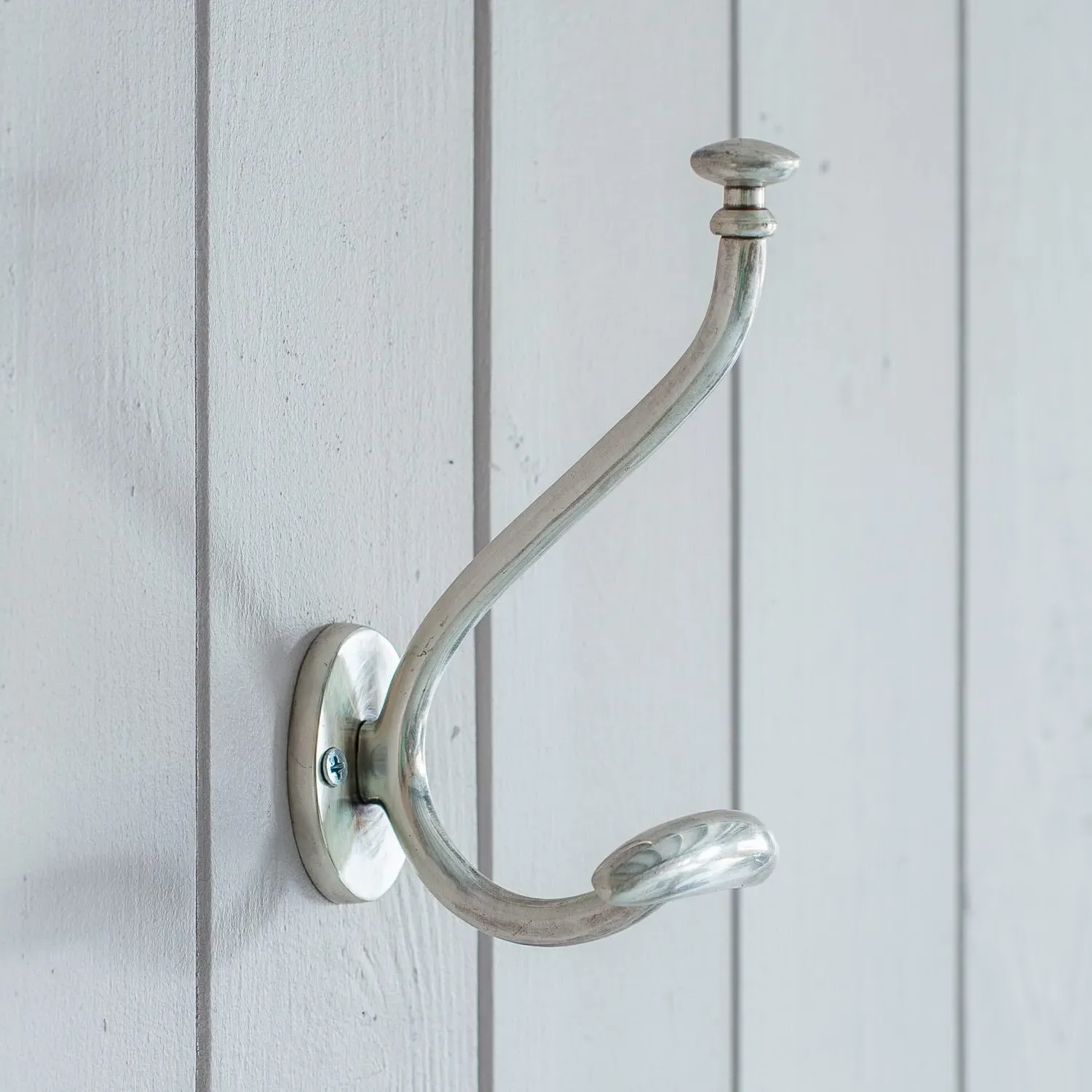 Blaise Single Wall Hook - Antique Silver, Brass