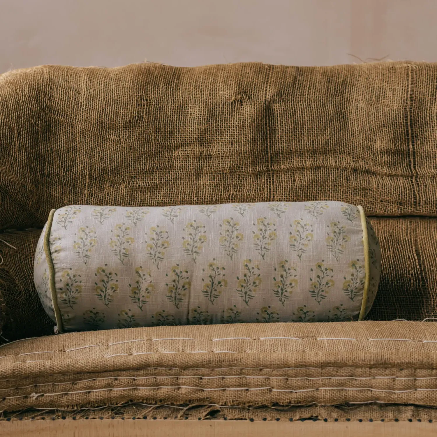 Blossom Hand-Block Printed Bolster Cushion - Cotton