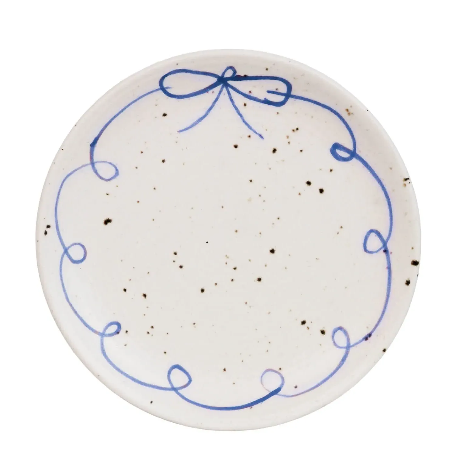 Blue Bow Dessert Plate - Off-White, Ceramic
