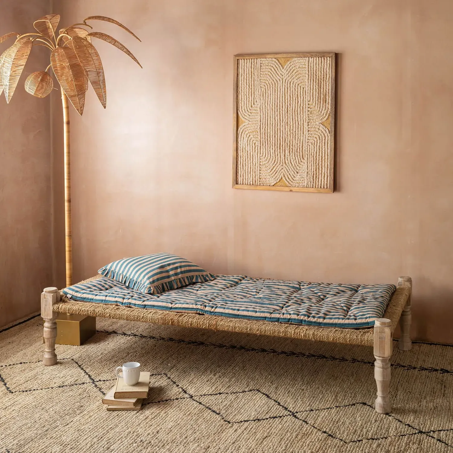 Blue Candy Stripe Large Seat Mat - Cotton