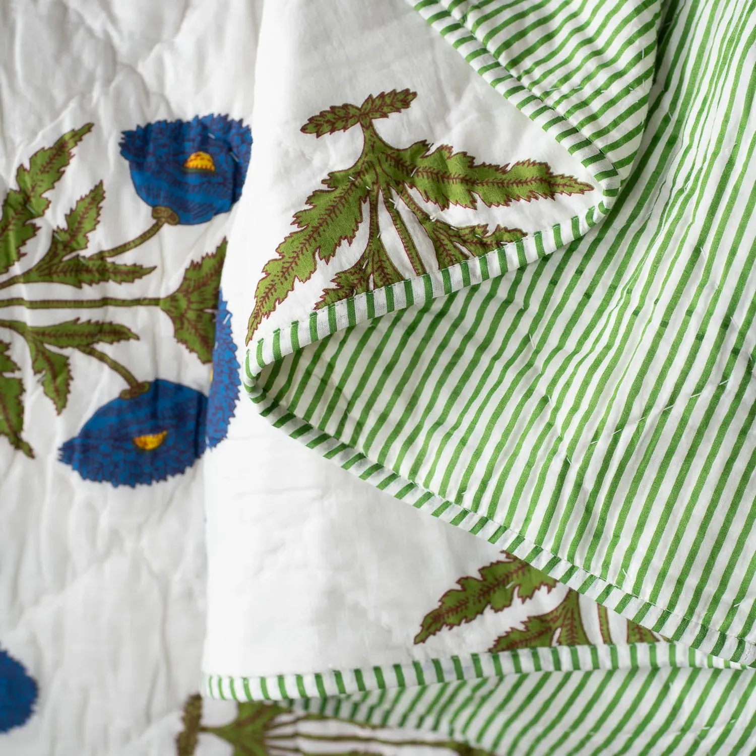 Blue Poppy King Size Quilt - Cotton