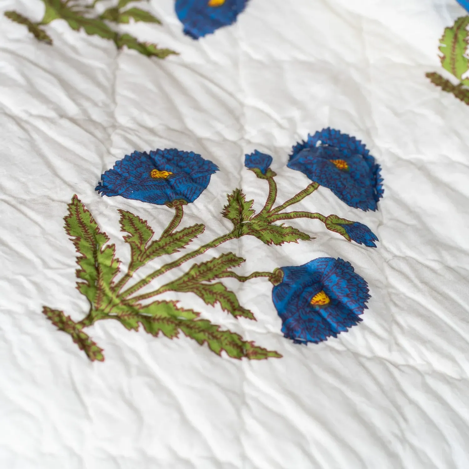 Blue Poppy King Size Quilt - Cotton