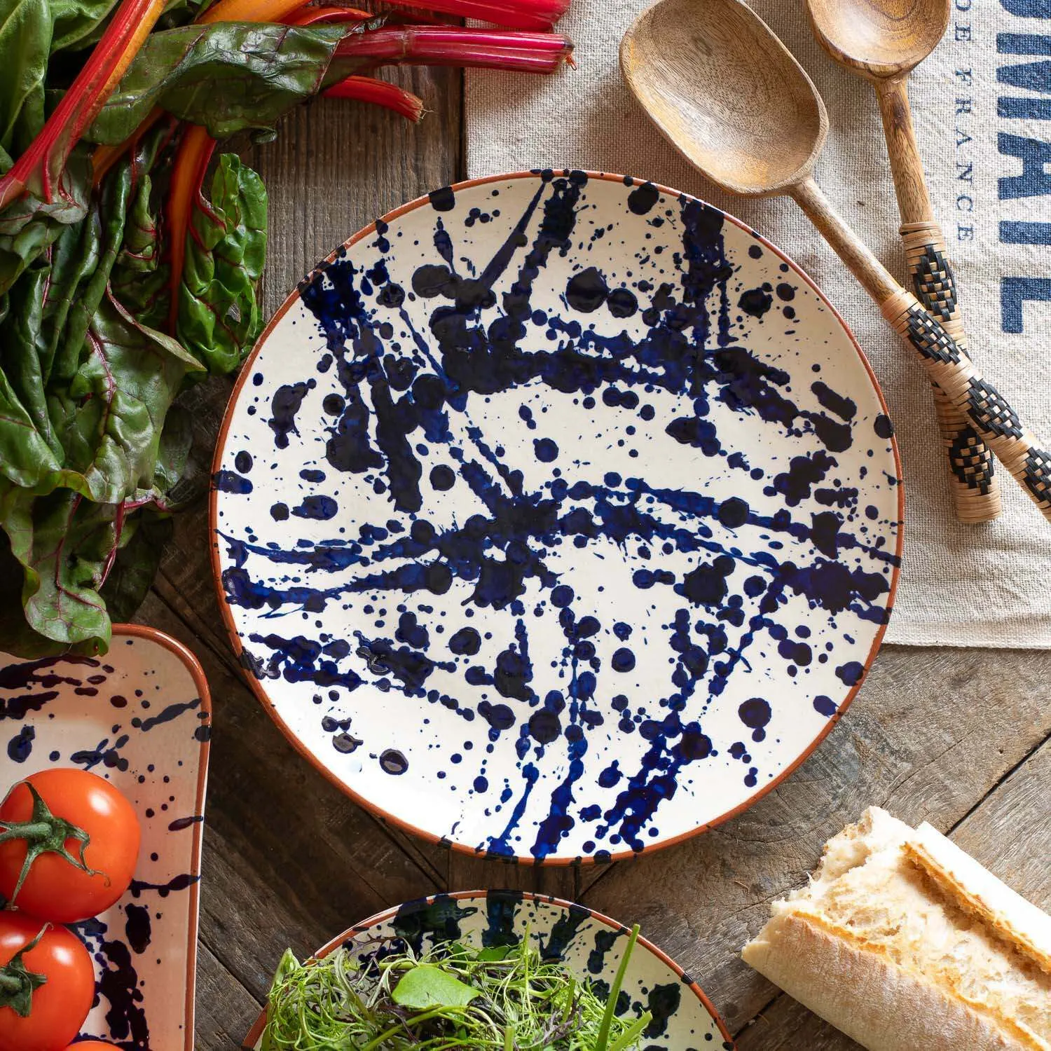 Blue Splash Large Serving Bowl - Blue, Ceramic