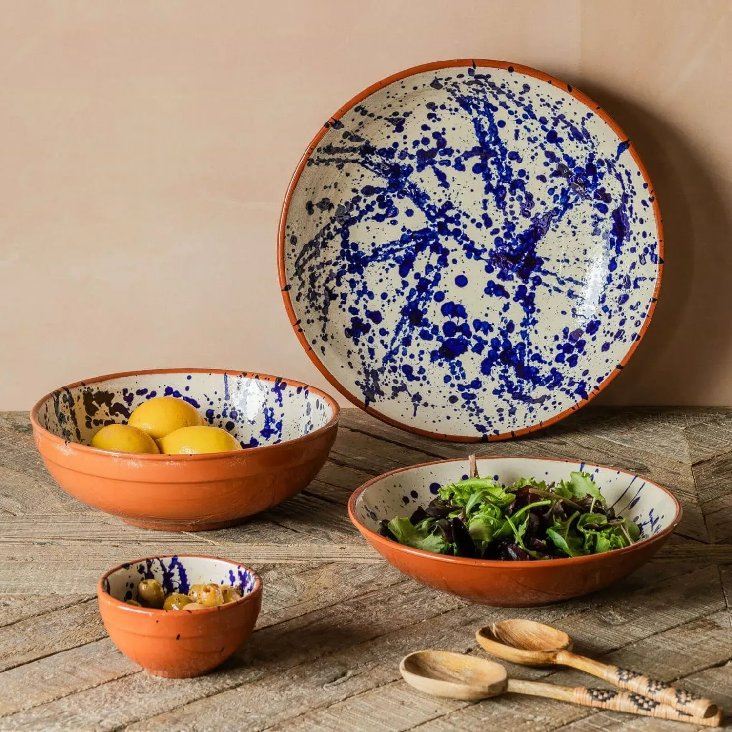 Blue Splash Medium Serving Bowl - Blue, Ceramic