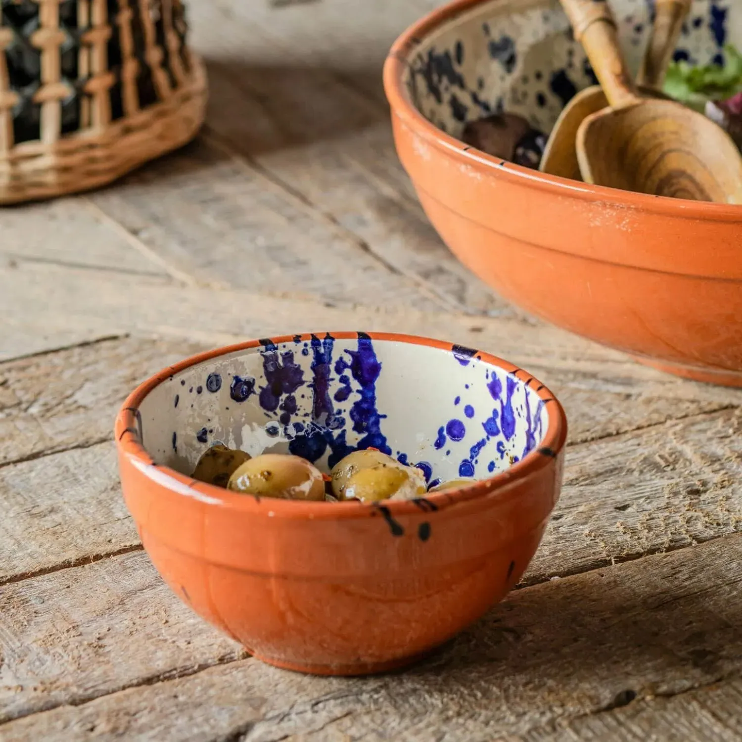 Blue Splash Medium Serving Bowl - Blue, Ceramic