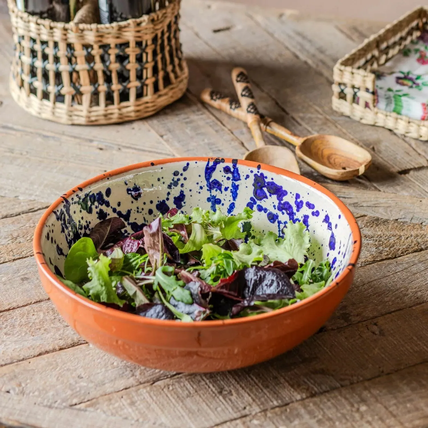 Blue Splash Medium Serving Bowl - Blue, Ceramic