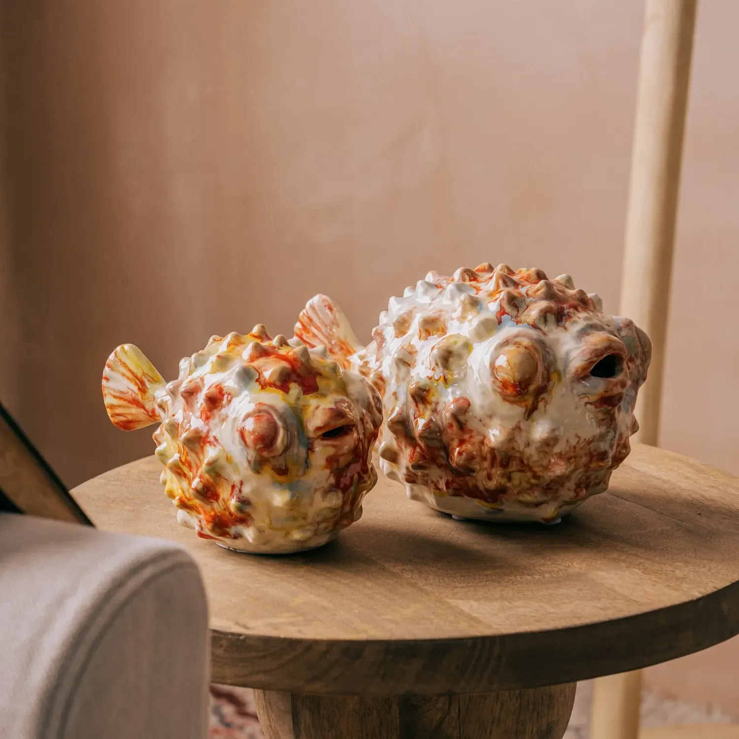 Bob the Blowfish Large Ceramic Ornament - Pink, Yellow