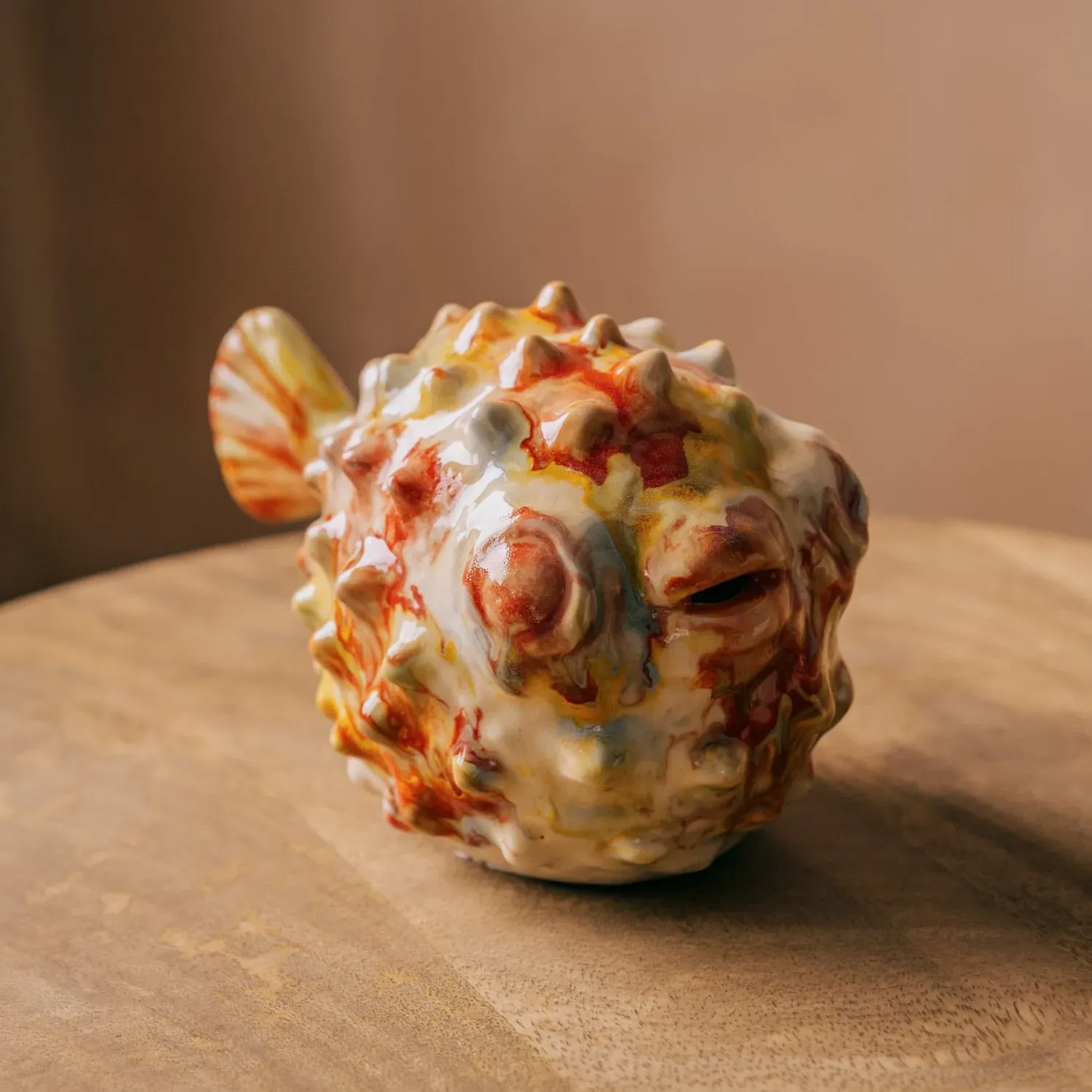 Bob the Blowfish Small Ceramic Ornament - Pink, Yellow