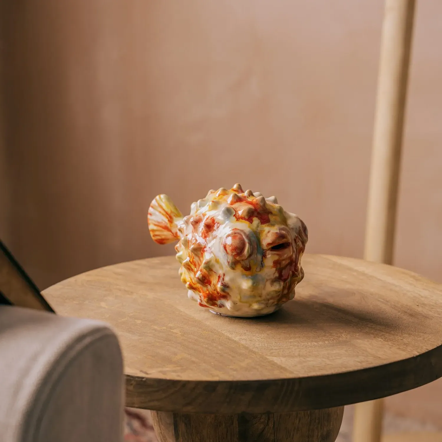 Bob the Blowfish Small Ceramic Ornament - Pink, Yellow image