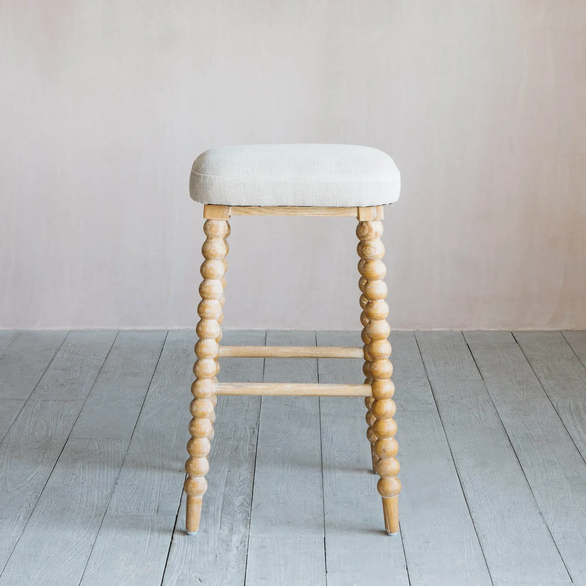 Bobbin Bar Stool - Natural Linen, Ash