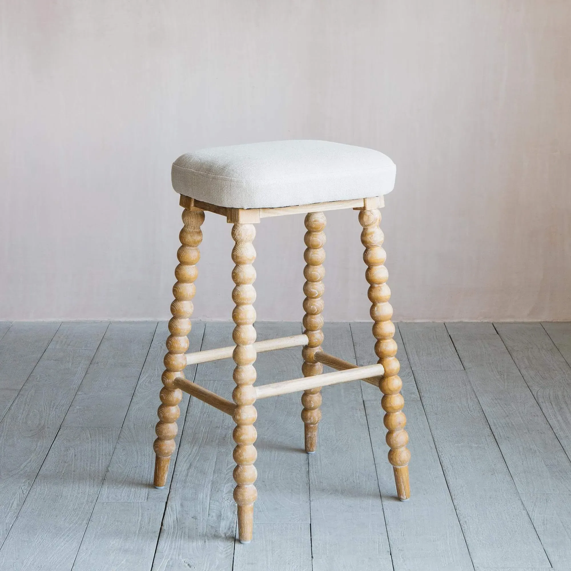 Bobbin Bar Stool - Natural Linen, Ash