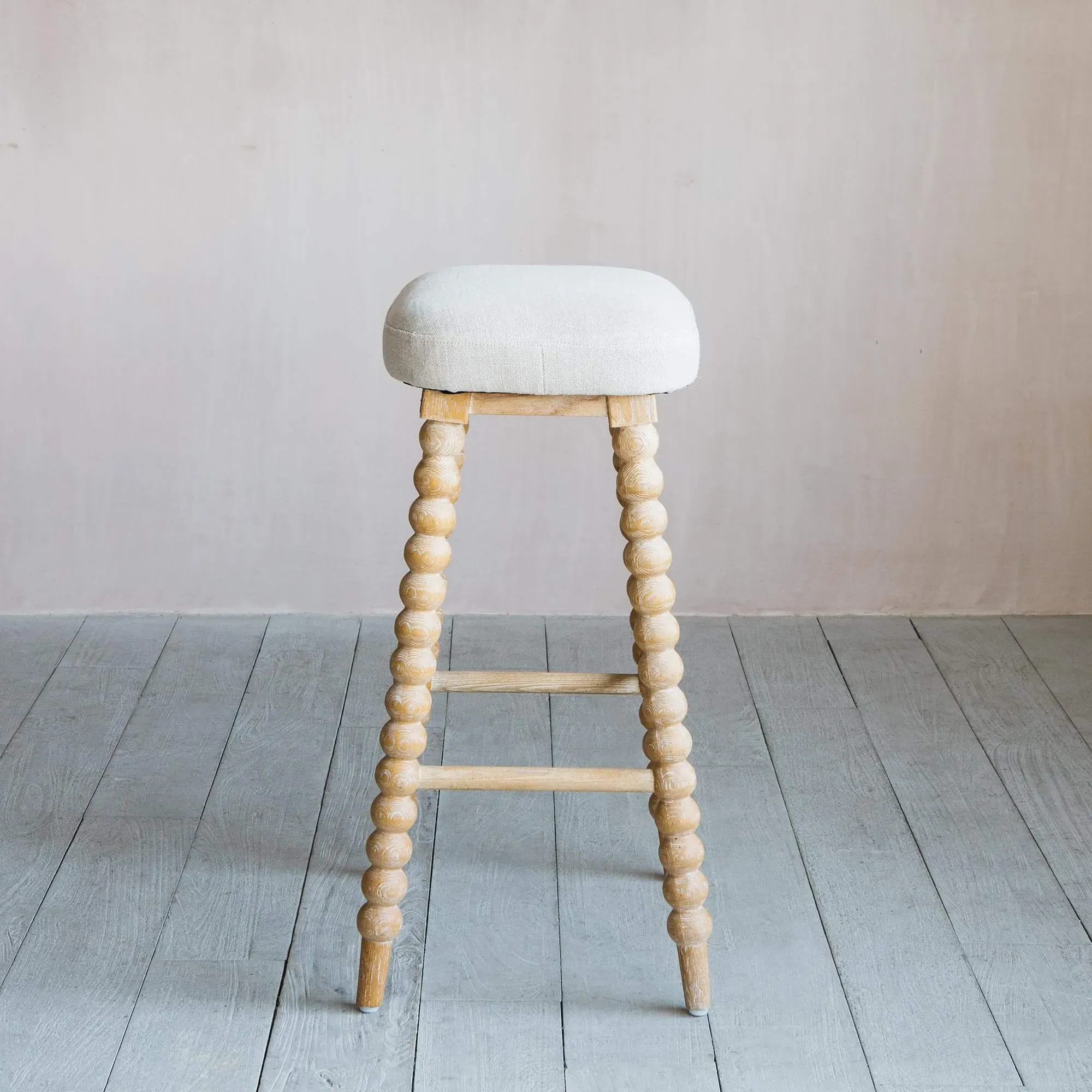 Bobbin Bar Stool - Natural Linen, Ash