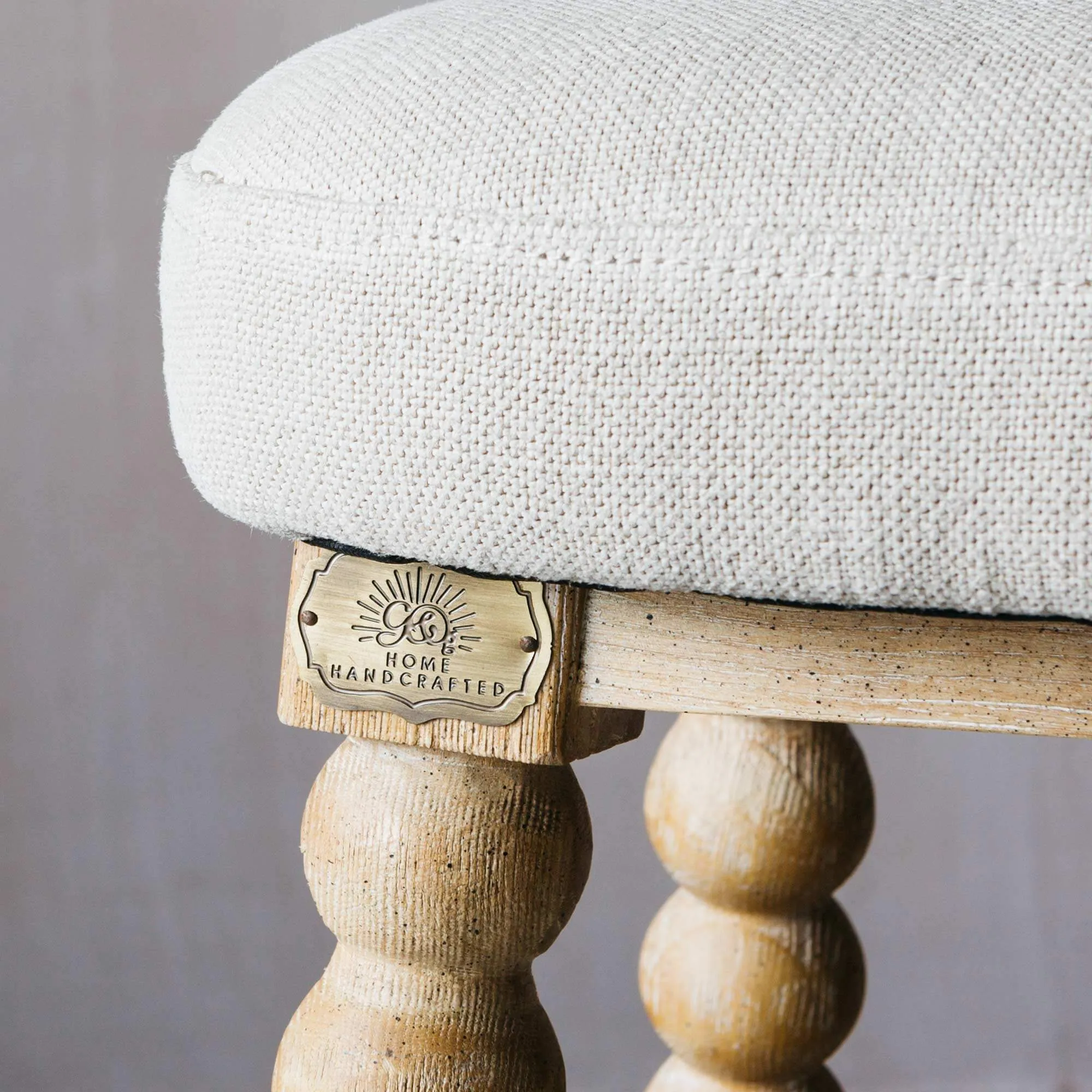 Bobbin Bar Stool - Natural Linen, Ash