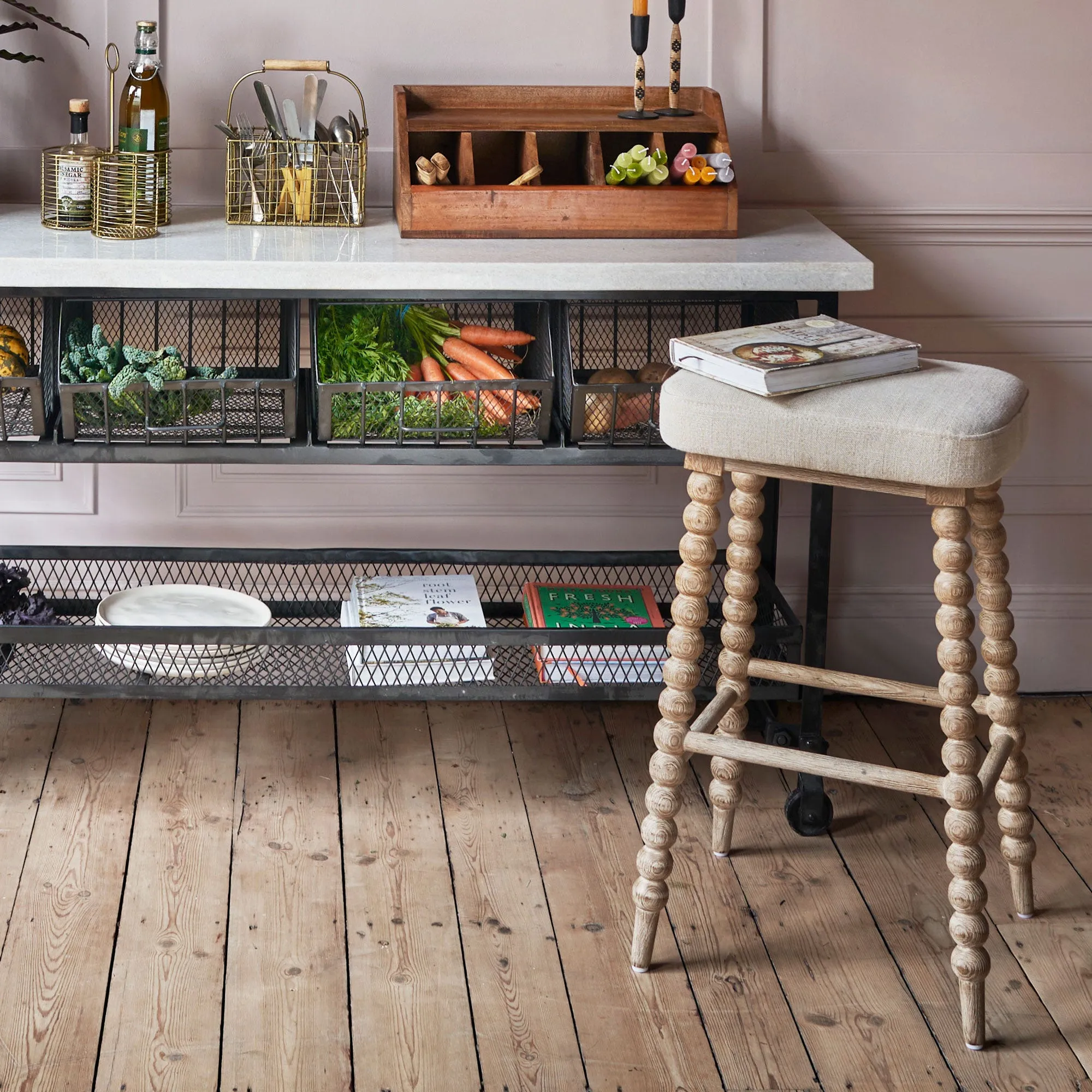 Bobbin Bar Stool - Natural Linen, Ash image