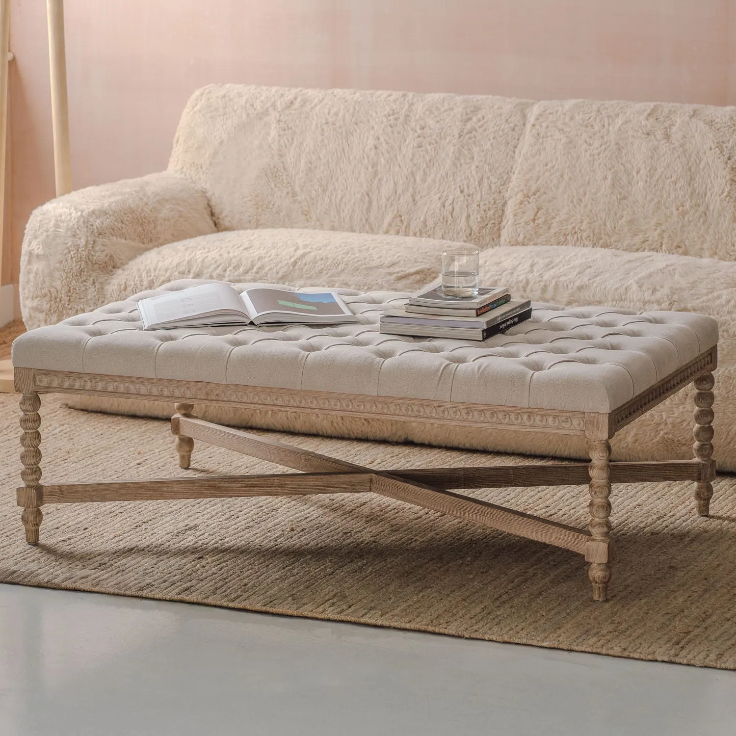 Bobbin Large Coffee Table - Natural, Linen