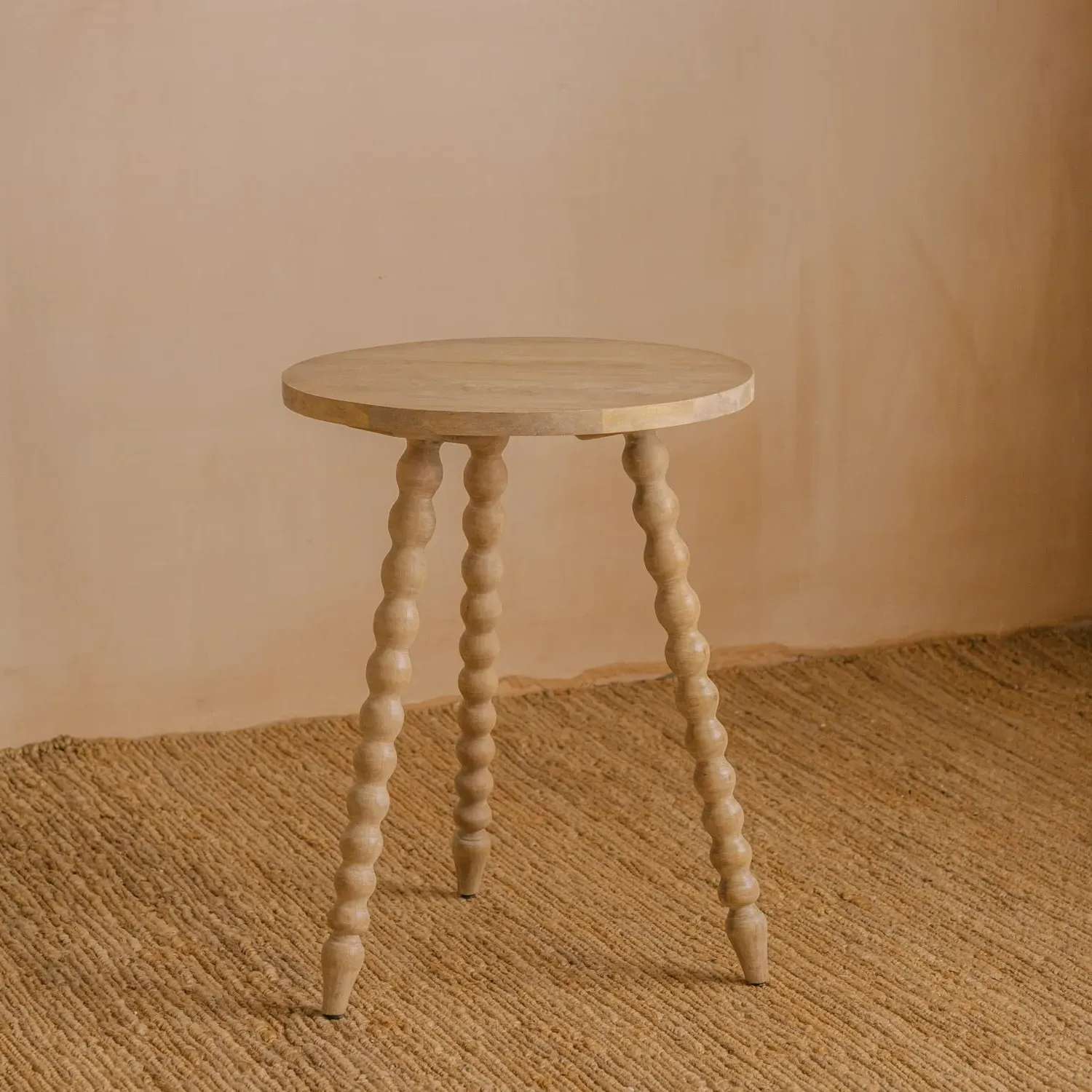 Bobbin Round Side Table - Natural, Mango Wood