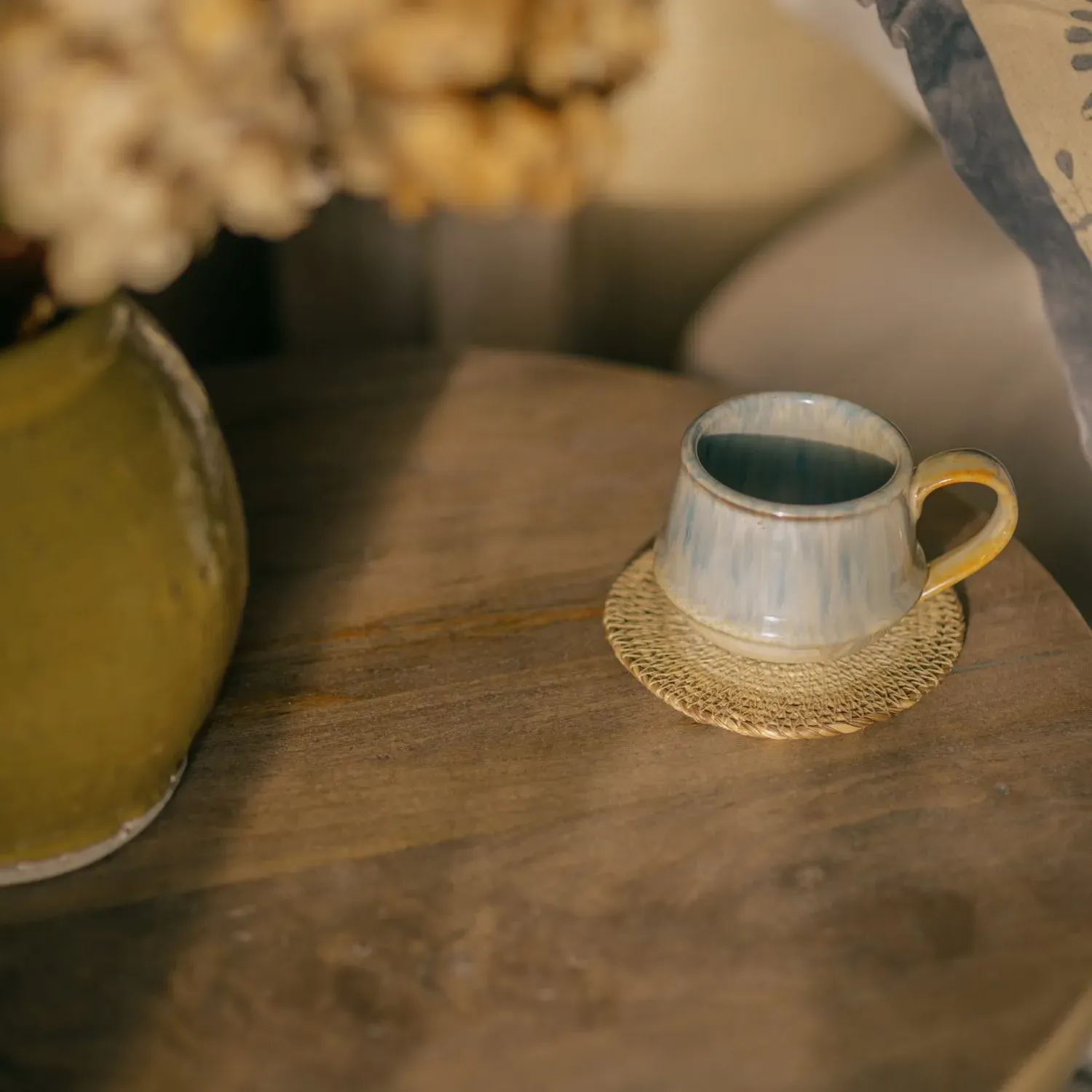Bobbin Round Side Table - Natural, Mango Wood