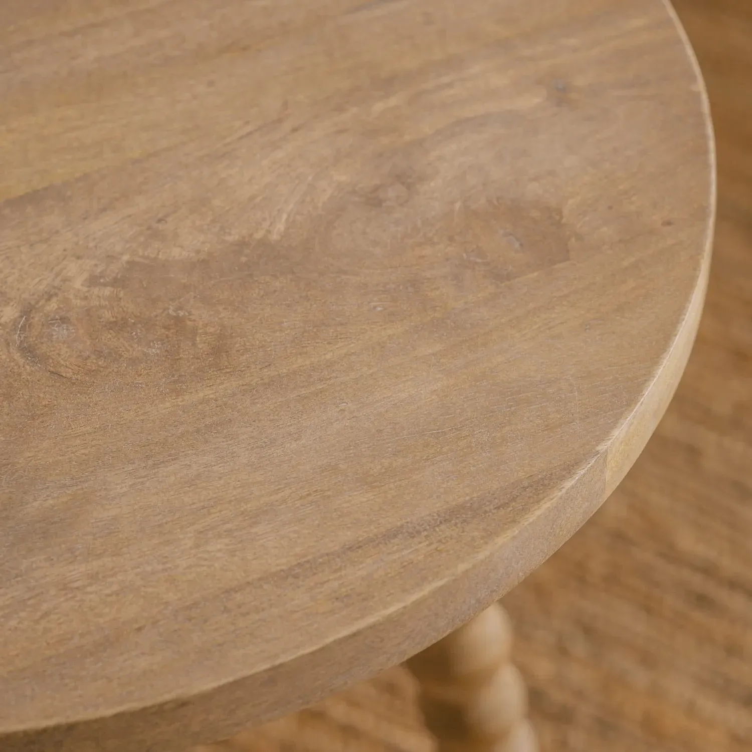 Bobbin Round Side Table - Natural, Mango Wood