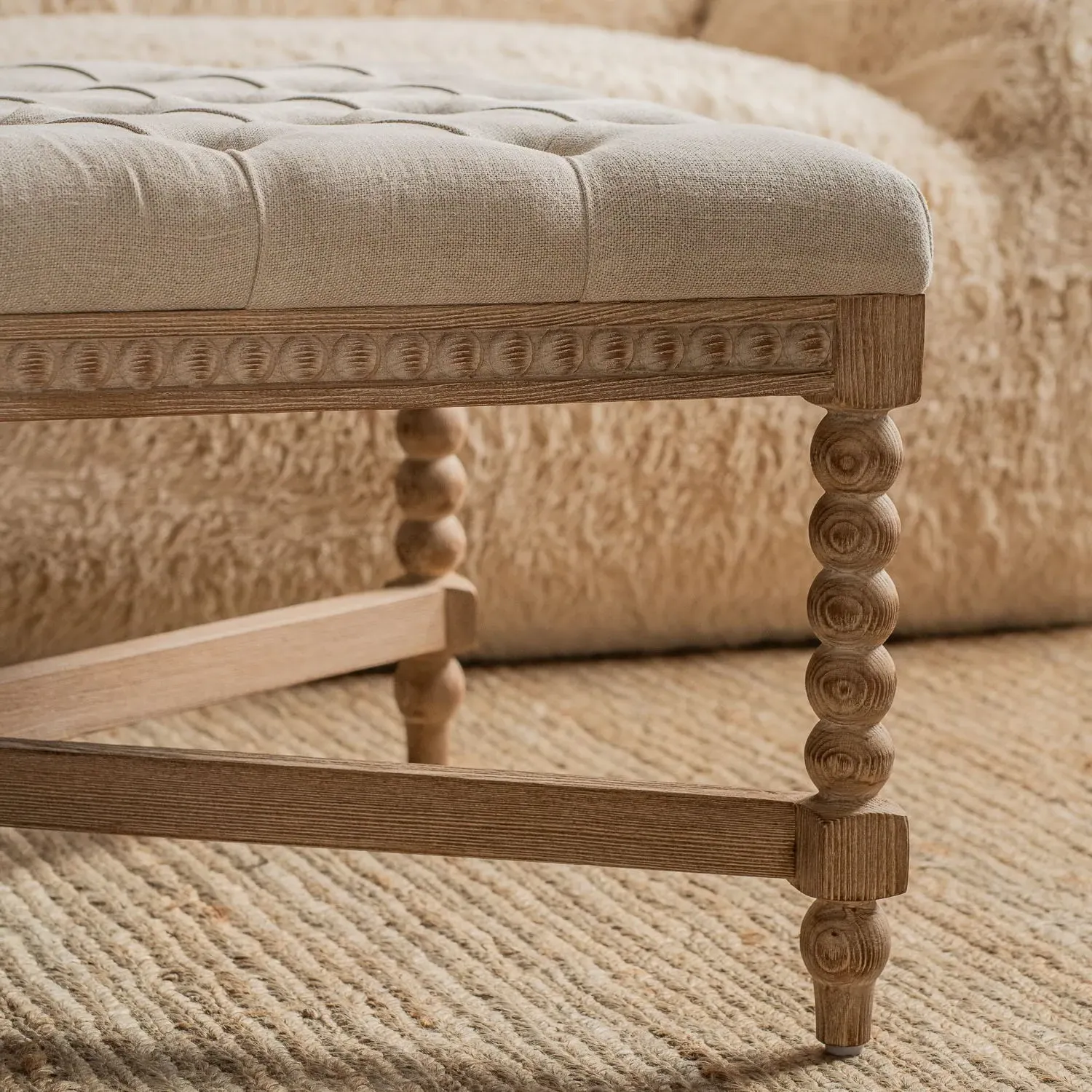 Bobbin Small Coffee Table - Natural, Linen