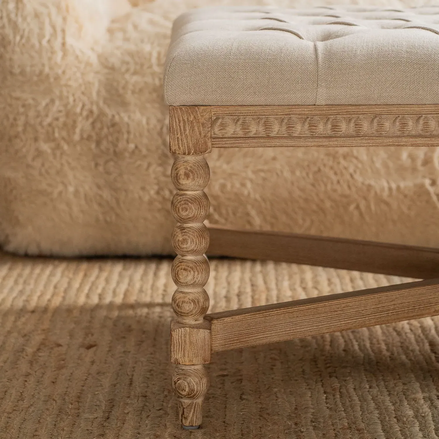 Bobbin Small Coffee Table - Natural, Linen