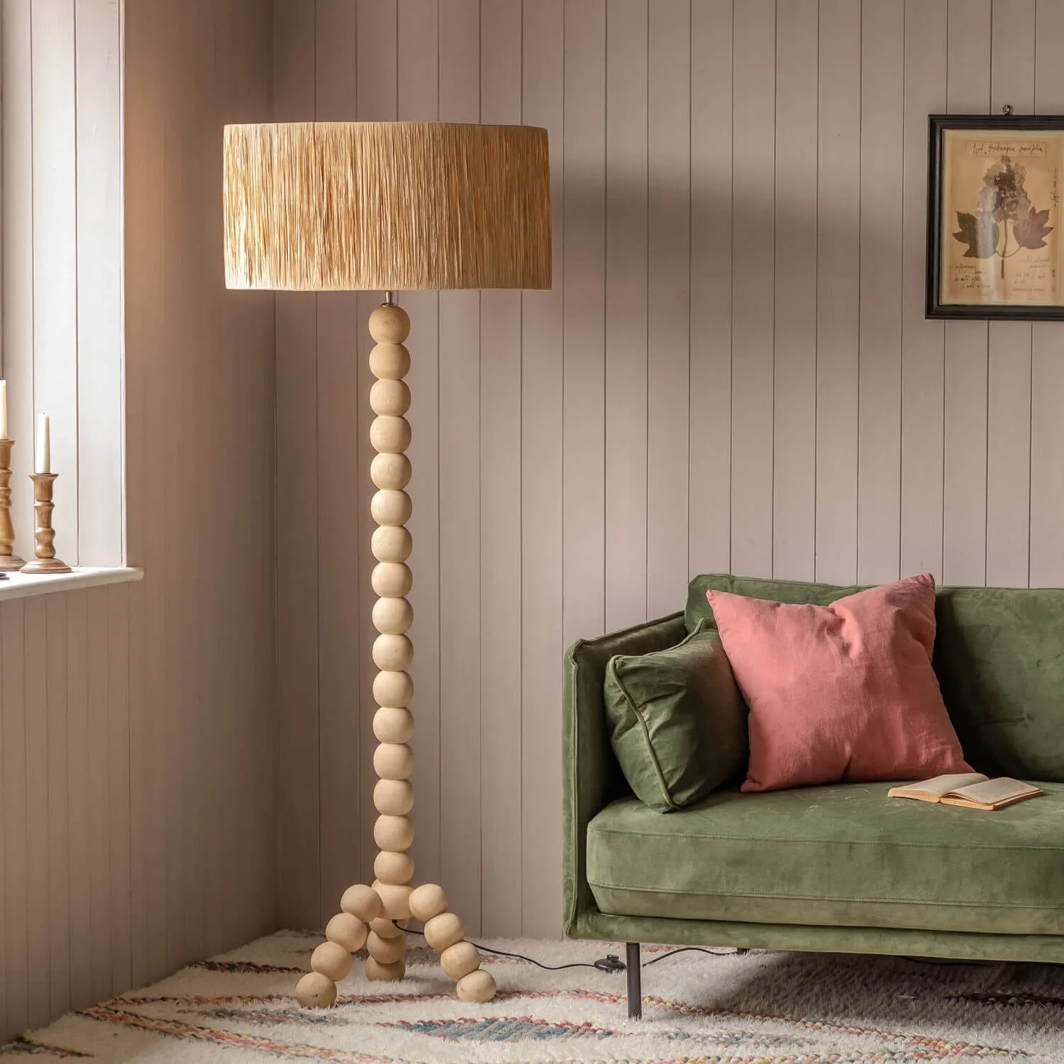 Bobbin Tripod Floor Lamp - Natural, Wood