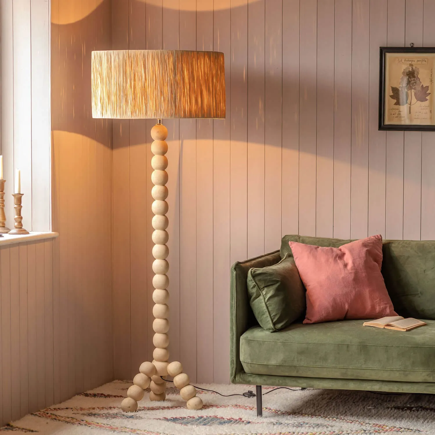 Bobbin Tripod Floor Lamp - Natural, Wood