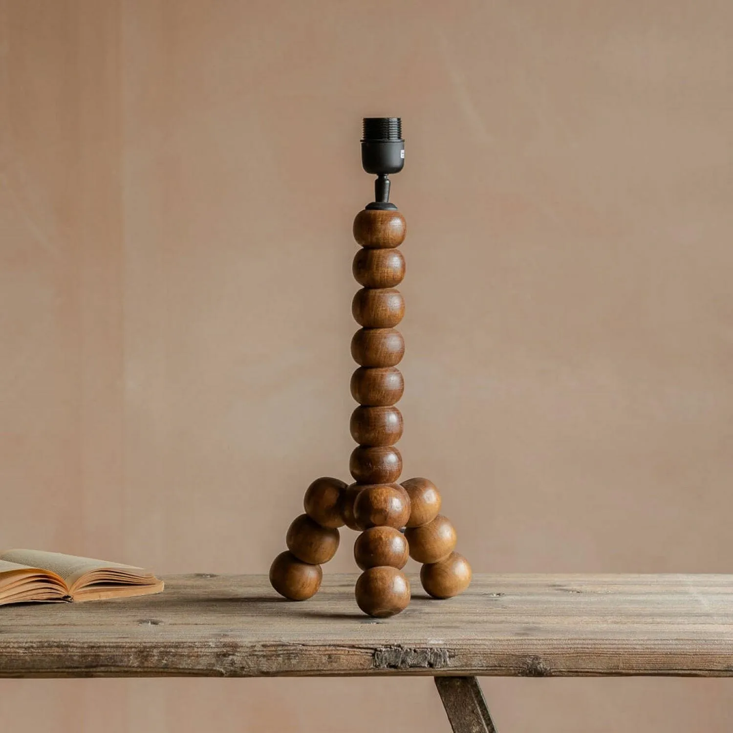 Bobbin Tripod Table Lamp - Golden Brown, Wood