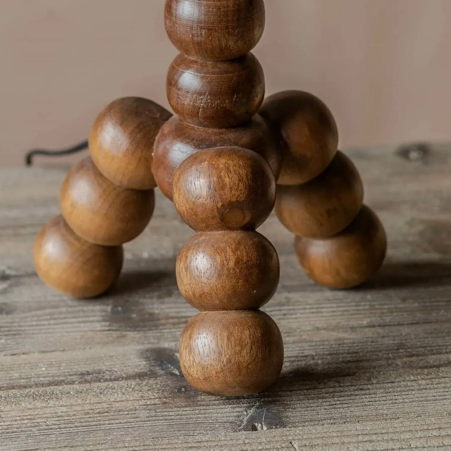 Bobbin Tripod Table Lamp - Golden Brown, Wood