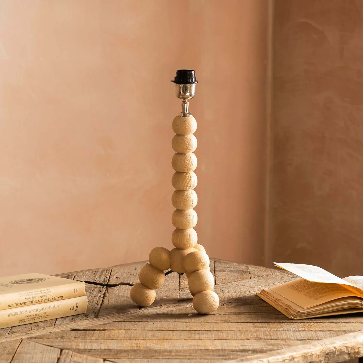 Bobbin Tripod Table Lamp - Natural, Mango Wood